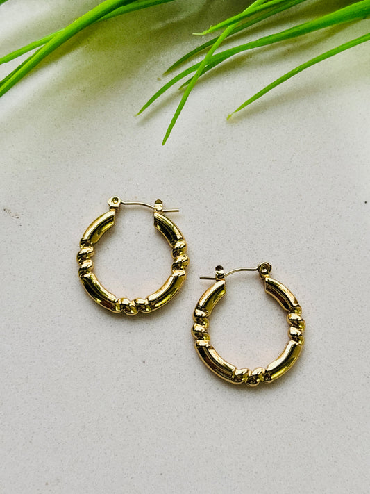 Glossy Segment-Style Gold Hoop Earrings