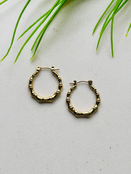 Textured Chunky Gold Hoop Earrings