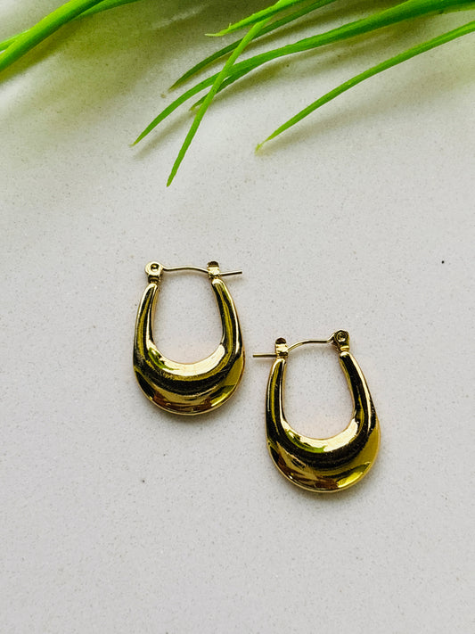 Glossy Oval Hoop Earrings