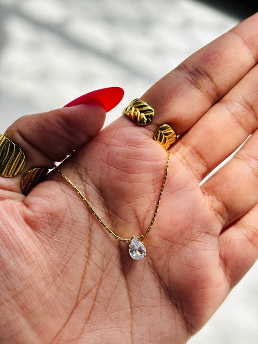 Crystal Dewdrop Pendant Necklace