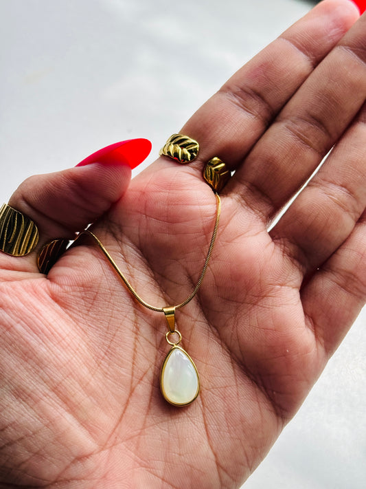 Moonlit Opal Teardrop Pendant Necklace