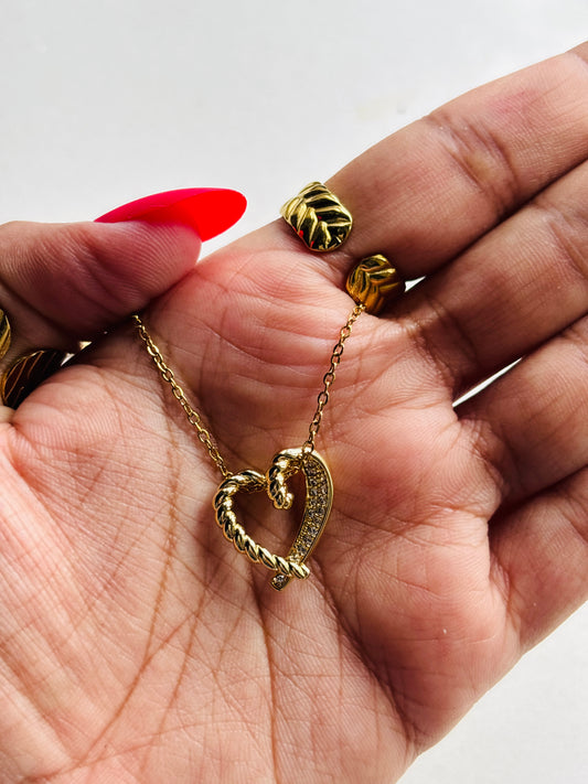 Twisted Elegance Crystal Heart Necklace