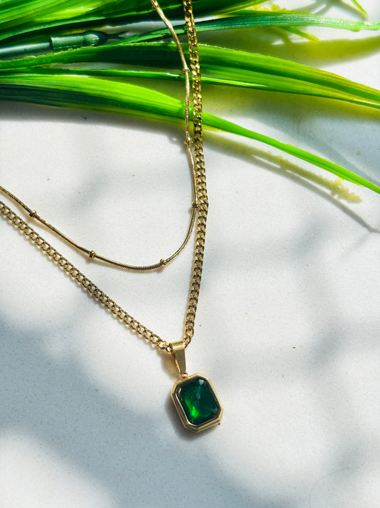 Double Layer Emerald Necklace