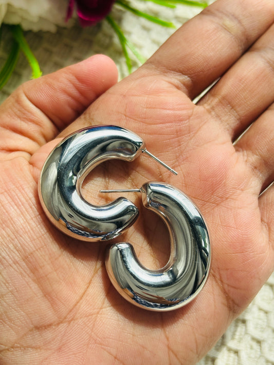 Silver Half Hoops
