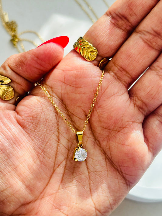 Crystal Square Pendant Necklace